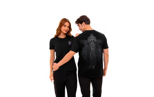 CAMISETA UNISSEX - JESUS DAS SANTAS CHAGAS - PRETA - GG