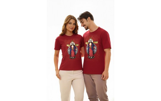 CAMISETA UNISSEX - JESUS DAS SANTAS CHAGAS - VERMELHA - P