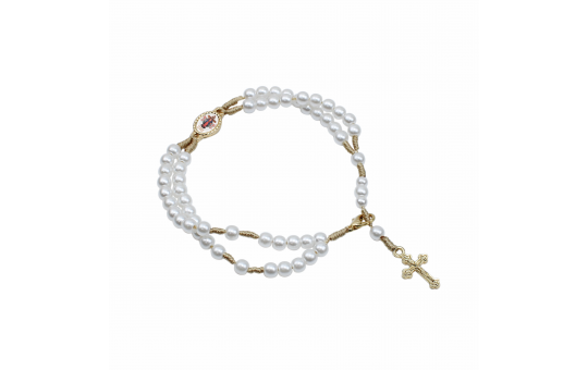 PULSEIRA-TERÇO JESUS DAS SANTAS CHAGAS - BRANCA