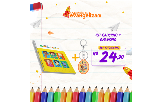 KIT CADERNO + CHAVEIRO TURMA DO MANZOTTINHO