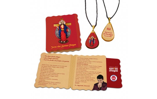 CARTÃO COM MEDALHA GOTA JESUS DAS SANTAS CHAGAS