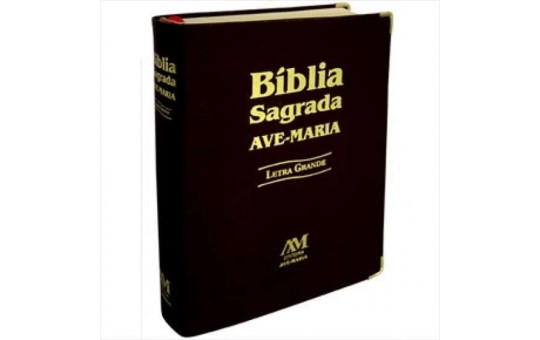 BÍBLIA SAGRADA AVE MARIA - LETRA GRANDE CAPA DE COURO