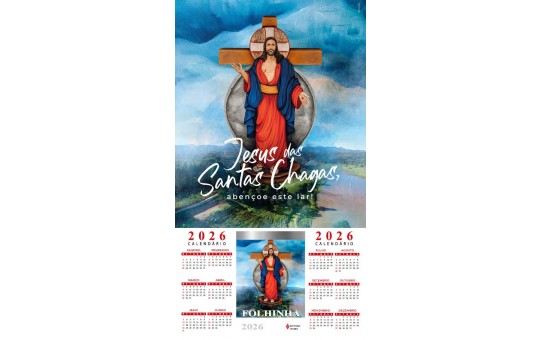 CALENDÁRIO 2026 - JESUS DAS SANTAS CHAGAS - BLOCO FOLHINHA