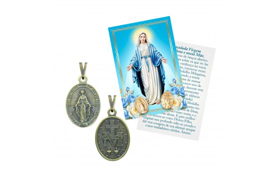 MEDALHA MILAGROSA COM FOLHETO - N.S DAS GRAÇAS