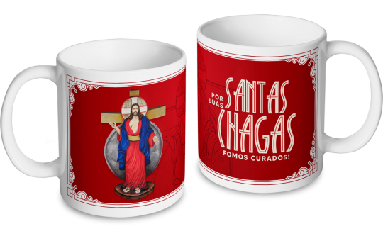 CANECA JESUS DAS SANTAS CHAGAS - VERMELHA 