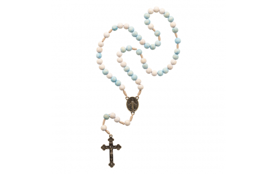 TERÇO NOSSA SENHORA DAS GRAÇAS - BRANCO E AZUL