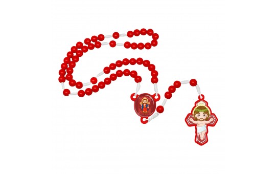 TERÇO INFANTIL JESUS DAS SANTAS CHAGAS BABY - VERMELHO