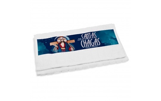 TOALHA DE ROSTO JESUS DAS SANTAS CHAGAS AZUL