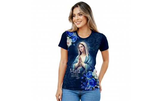 BABY LOOK AZUL - NOSSA SENHORA - GG