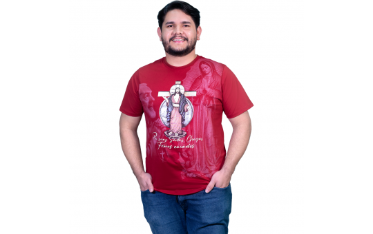 CAMISETA UNISSEX - JESUS DAS SANTAS CHAGAS - VERMELHA - PP