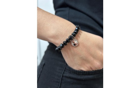 PULSEIRA EM CONTAS CRISTAL SANTA RITA - COR PRETO