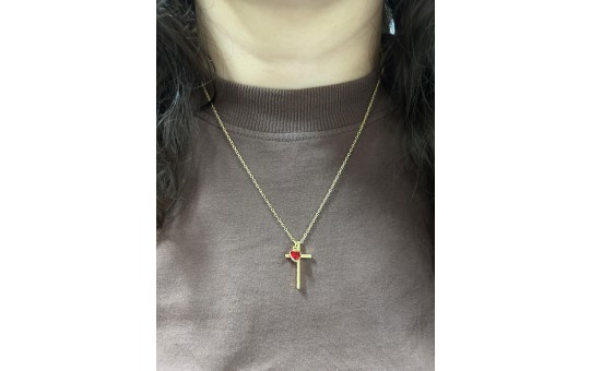 COLAR CRUZ COM CORAÇÃO - SEMIJOIA